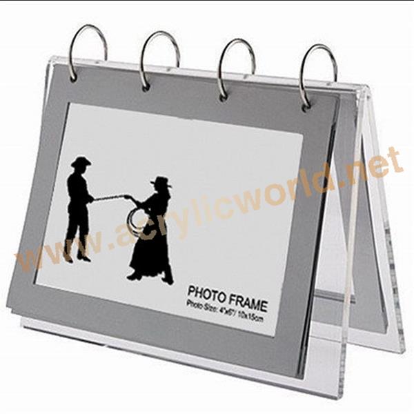 acrylic desk calendar stand with 4 metal rings